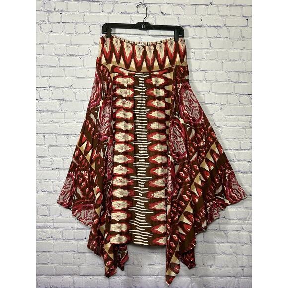 Isadora Collection Sz Large 100% Cotton Hanky Hem Skirt Gypsy Boho Elastic Waist - Picture 1 of 9